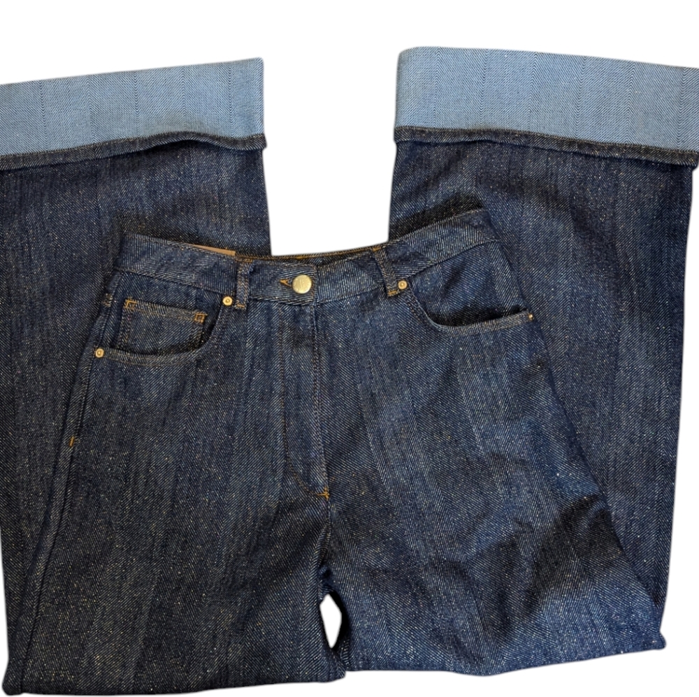 Farm Rio Denim Shine High Waist Cuffed Wide Leg Jeans...Size 28 - Picture 5 of 13